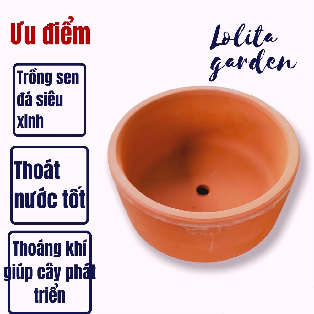 CHẬU ĐẤT NUNG TRÒN NÂU SIÊU XINH SIÊU KHỎE LỖI 1 ĐỔI 1