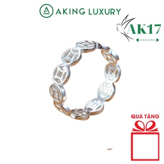 Nhẫn bạc AKING LUXURY AK17 cao cấp, nhẫn bạc nữ kim tiền mang đến sự tài lộc, phong thủy