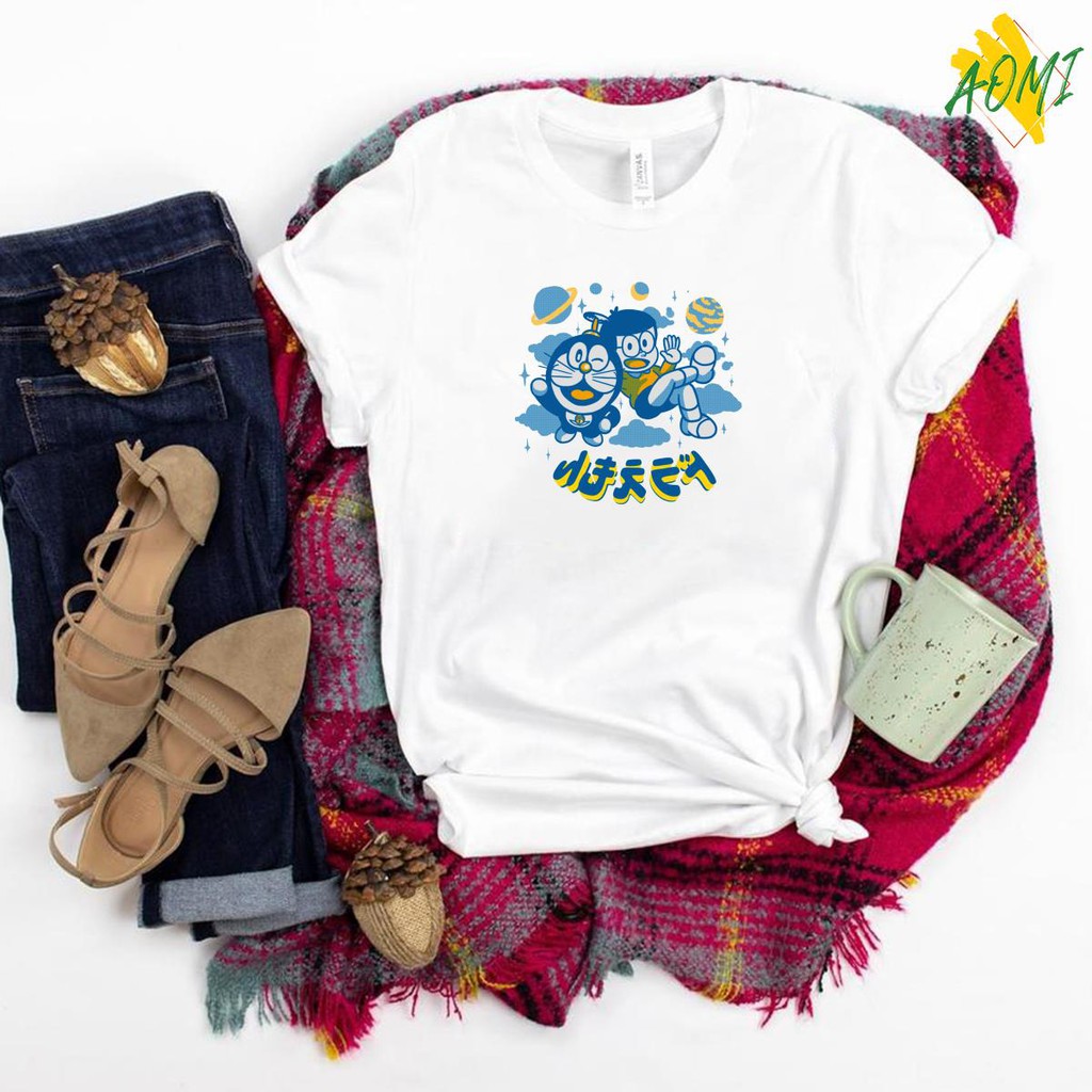 ÁO THUN UNISEX AOMI NOBITA DOREAMON TAY NGẮN TAY LỠ NAM NỮ CHẤT VẢI LOẠI MỘT