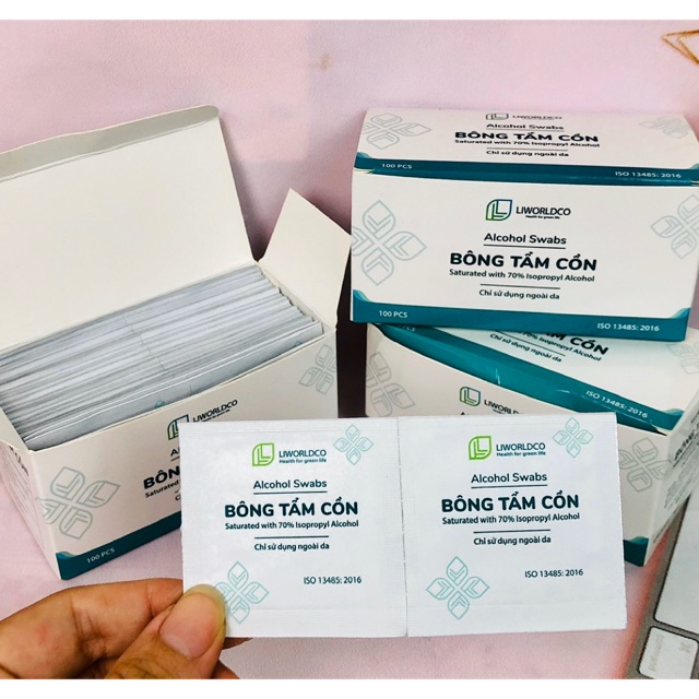 Bông Tẩm Cồn 100 Miếng/ Hộp Sát Trùng Vết Thương