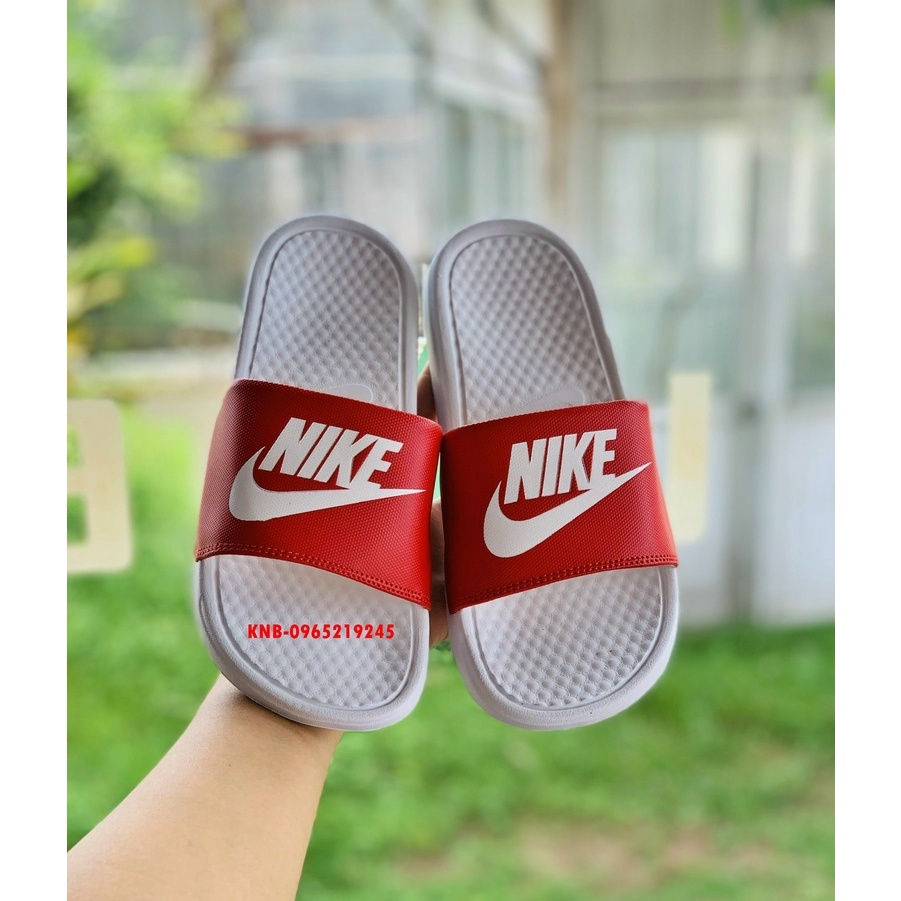 Dép nike nam nữ, dép quai ngang nam nữ unisex nike benassi cartoon ❤️FREESHIP + Hộp❤️ màu trắng quai đỏ