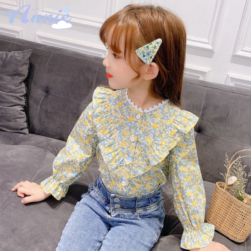 Áo Sơ Mi cotton Tay Dài In Hoa Thời Trang Mùa Xuân Mới Cho Bé Gái