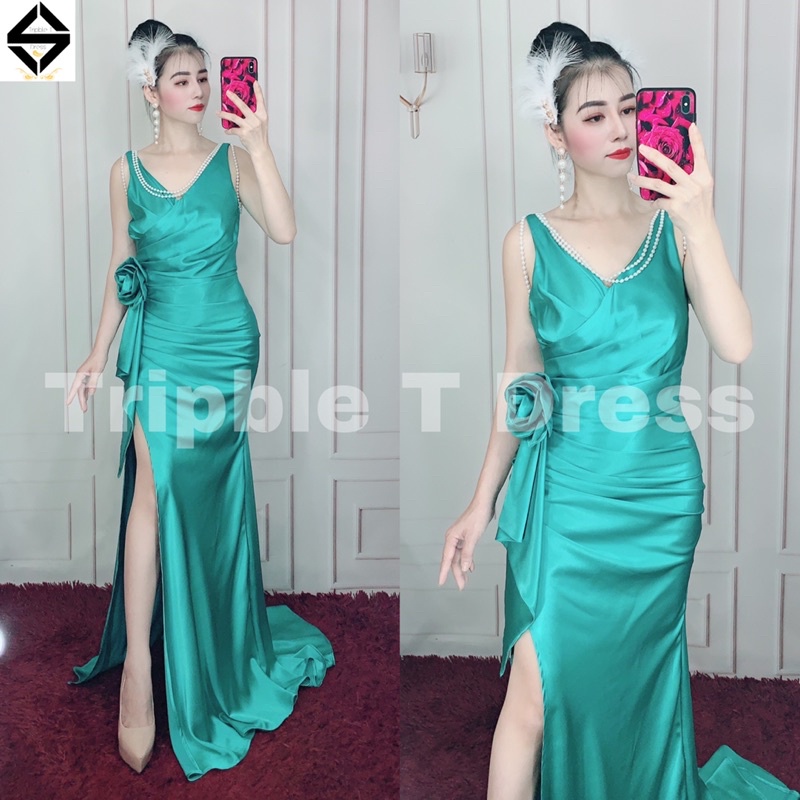 Đầm maxi body dạ hội xẻ đùi TRIPBLE T DRESS -size M/L (kèm ảnh/video thật) MS20Y