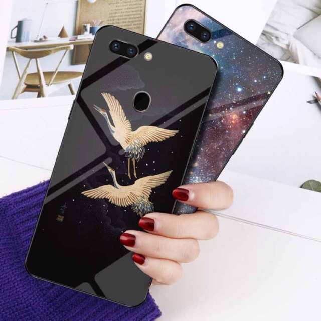 Ốp Điện Thoại Mặt Kính Viền TPU Dẻo Thời Trang Sang Trọng Cho OPPO R7 R7s R7 Plus