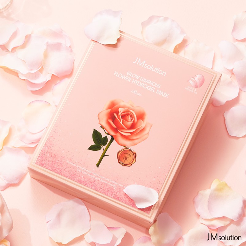 Combo 10 Mặt nạ thạch hoa hồng, thư giản da JMSolution Glow Luminous Flower Hydrogel Mask Rose 30g x10