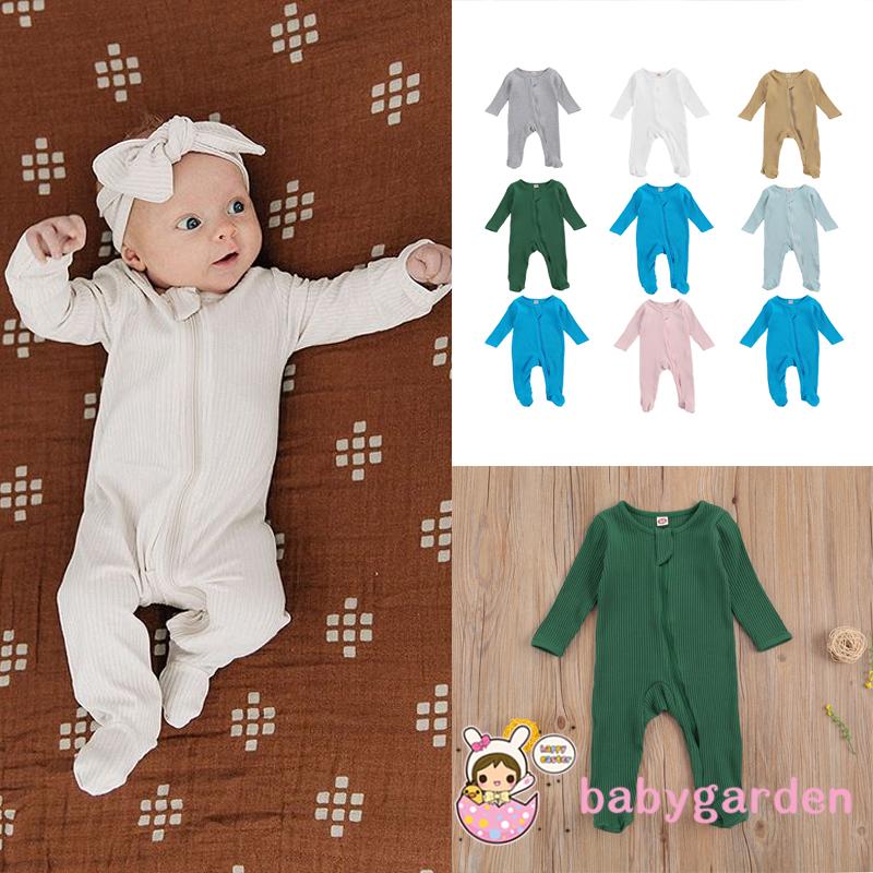 Jumpsuit Tay Dài Hoạ Tiết Kẻ Sọc Cho Bé 0-6 Tháng Tuổi