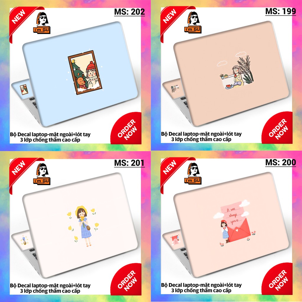 DECAL DÁN BẢO VỆ TRANG TRÍ LAPTOP Decal cao cấp 3 lớp chống thấm TẤT CẢ CÁC DÒNG MÁY MACBOOK/ACER/HP/DELL