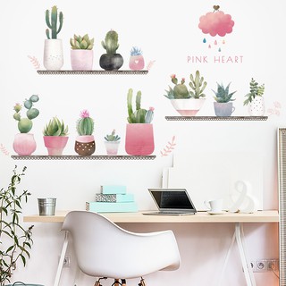 Decal dán tường chậu xương rồng
