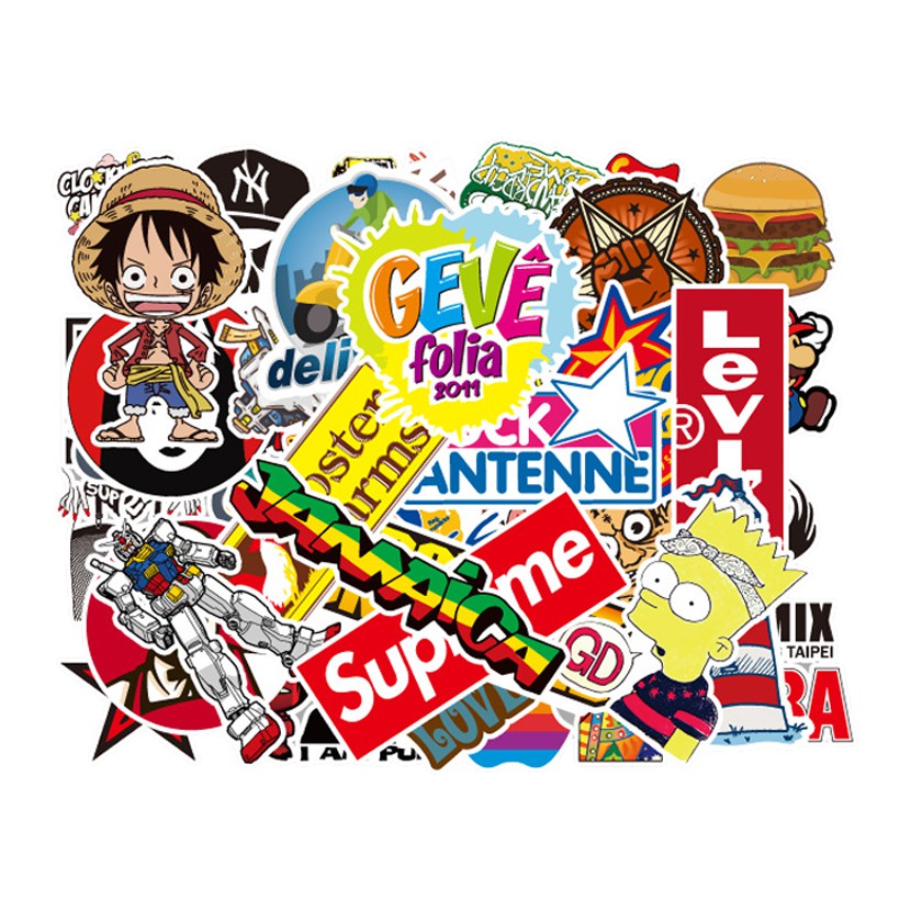 50 Sticker cute dán sổ chống thấm nước dán mũ bảo hiểm, laptop điện thoại cốc nước ván trượt