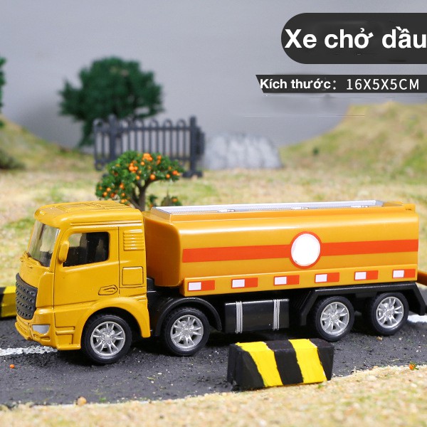 Đồ chơi mô hình xe chở dầu đầu xe bằng kim loại nguyên khối