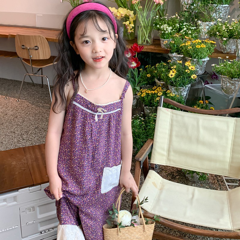 Bộ Áo Liền Quần In Họa Tiết Hoa Thoáng Khí Thời Trang Xinh Xắn Cho Bé Gái