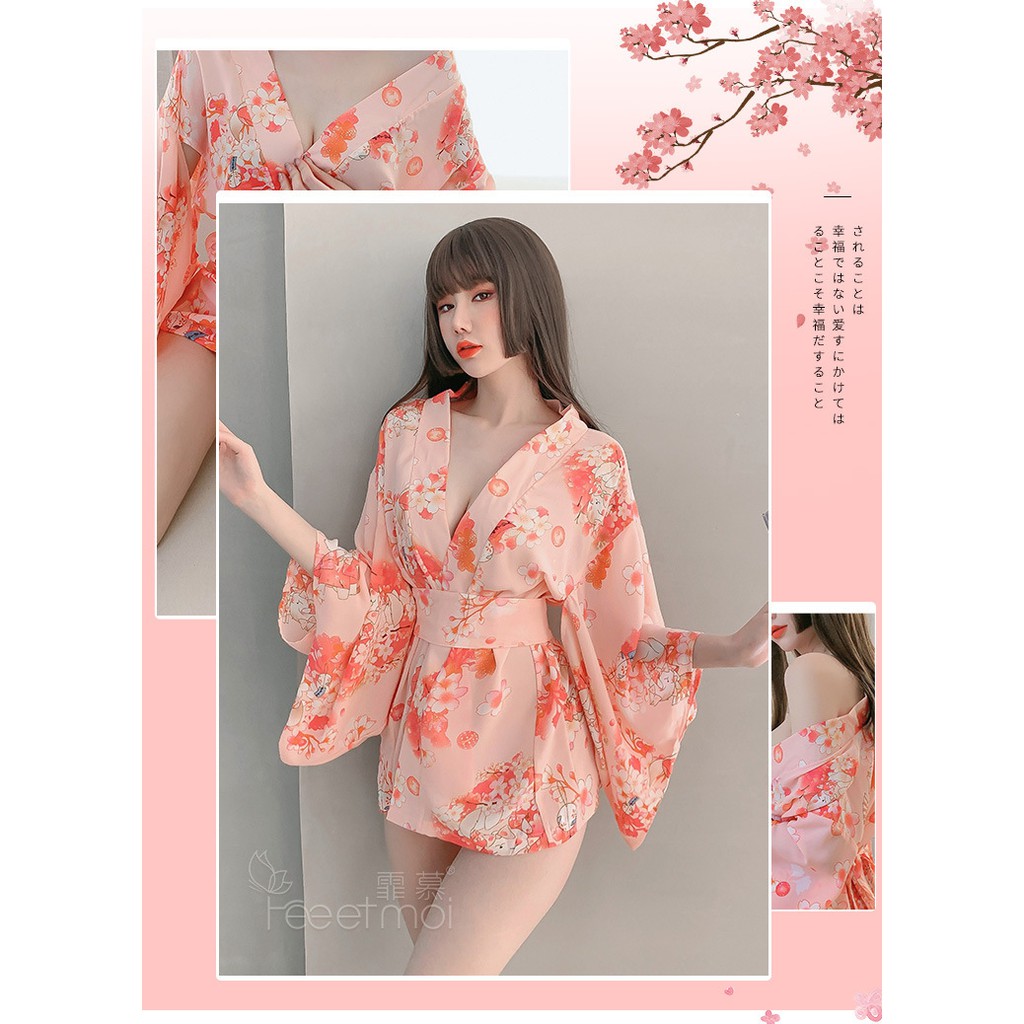 Đầm Ngủ Kiểu Kimono Cổ Chữ V Khoét Sâu Gợi Cảm Cho Nữ 7971