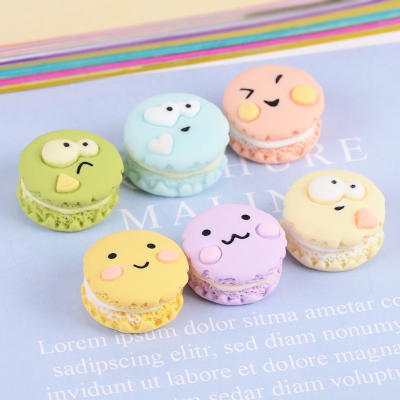 Charm (C317) slime/ Dụng Cụ Charm Trang Trí [Ko Keo &amp; Nút] Hình bánh Macaron (1.3x2cm) - 01 Cái