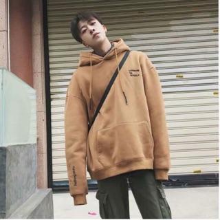 Hoodie in chữ nâu