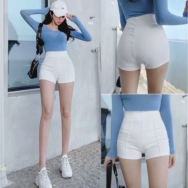 QUẦN SHORT DANCE TRẮNG GÂN LƯNG CAO