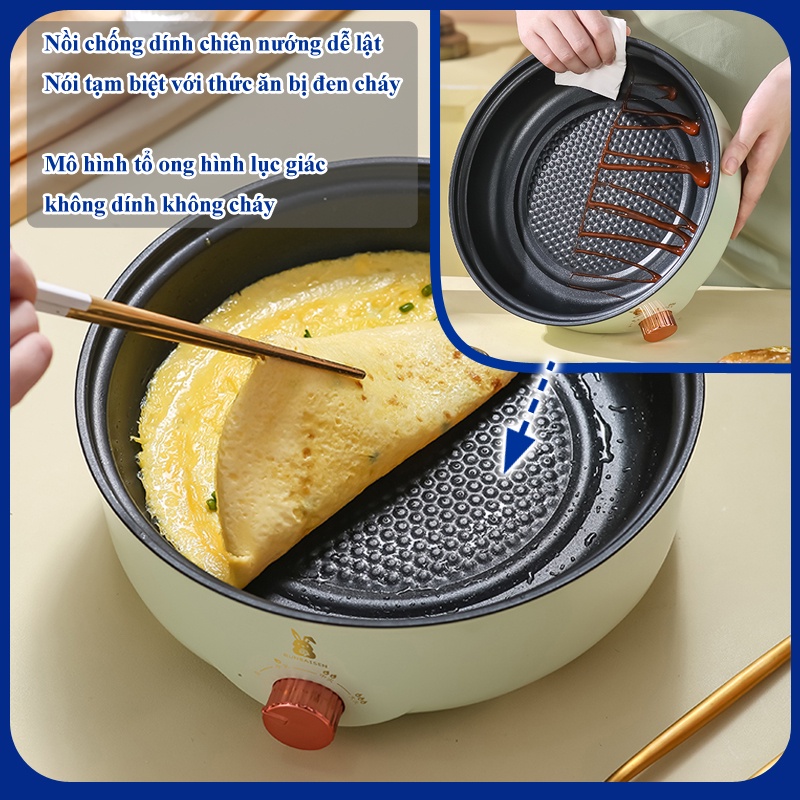 Bếp Lẩu Nướng Đa Năng, Nồi Lẩu Nướng Điện Mini 2 Trong 1 Điều Chỉnh Nhiệt Độ,Chống Dính Cao Cấp