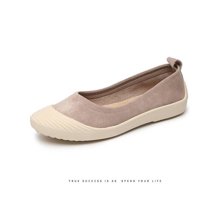 Giày lười đế bệt slip on chất liệu da thật