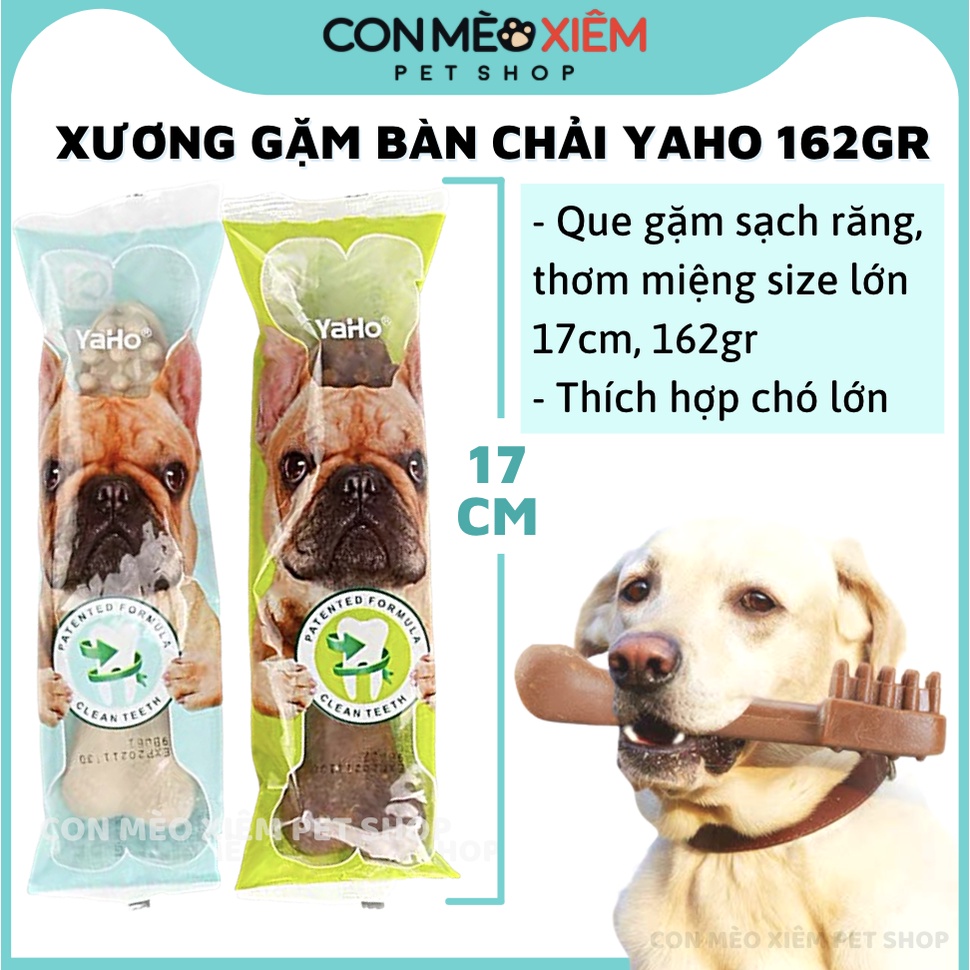 Xương gặm cho chó Yaho size lớn 17cm 162gr, bàn chải sạch răng snack thơm miệng vôi răng cún Con Mèo Xiêm