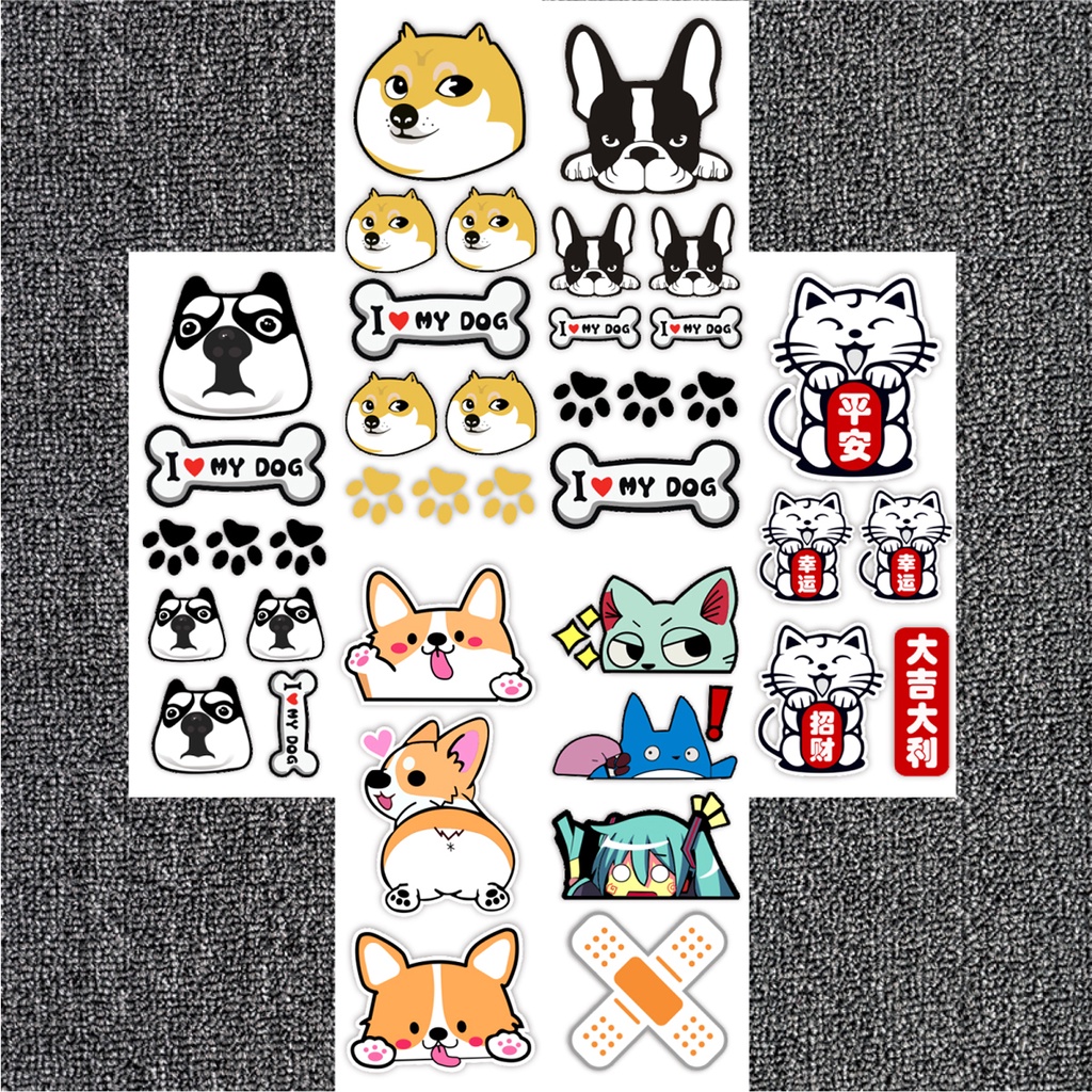 Set 2 Tấm sticker Phản Quang 8x22cm Họa Tiết Hoạt Hình Dễ Thương Trang Trí Xe Mô Tô