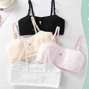 Áo Ngực Màu Trơn Thời Trang Trẻ Trung girl student double cotton bra teenager development vest
