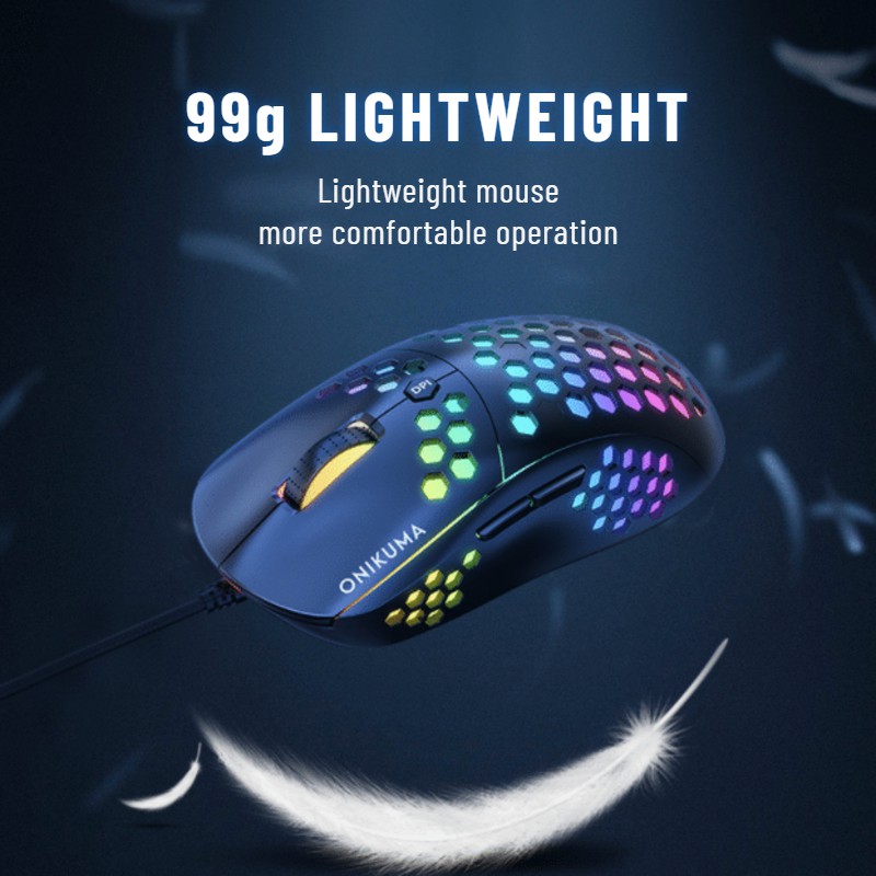 ONIKUMA CW903 Chuột Chơi Game USB Chuột Chơi Game Có Dây Chống Trượt Sáu Tốc Độ DPI Phát Sáng RGB Có Thể Điều Chỉnh