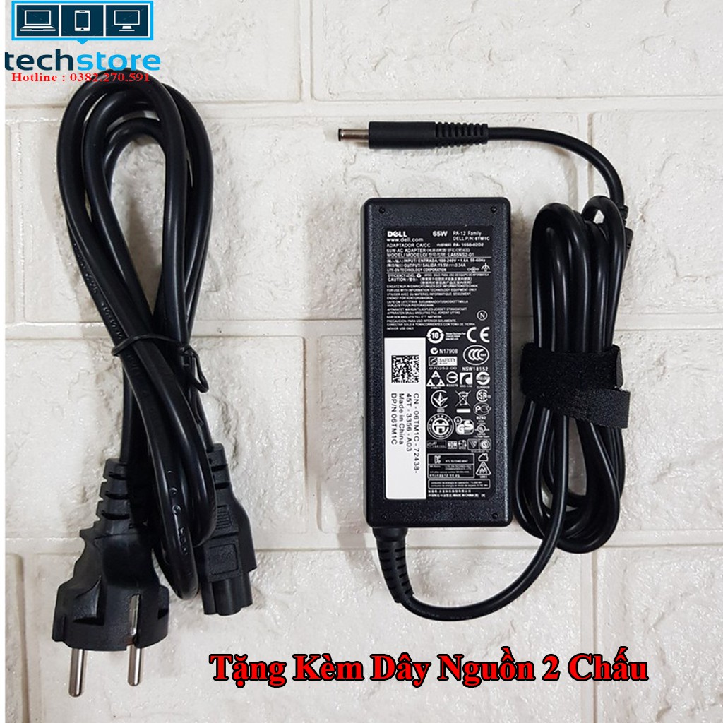 Sạc Laptop Dell 19.5V - 3.34A - 65W Chân Kim Nhỏ Loại Tốt ( ZIN ) dùng cho Dell 5568 3558 3458 Tặng dây nguồn laptop