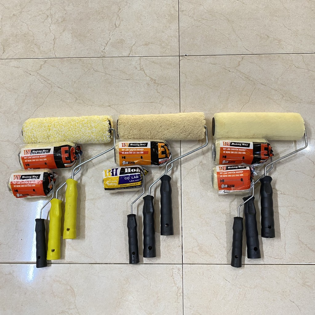 Con lăn sơn sợi vải 2 màu 9,13, 20, 24 cm - Tiêu chuẩn Châu Âu