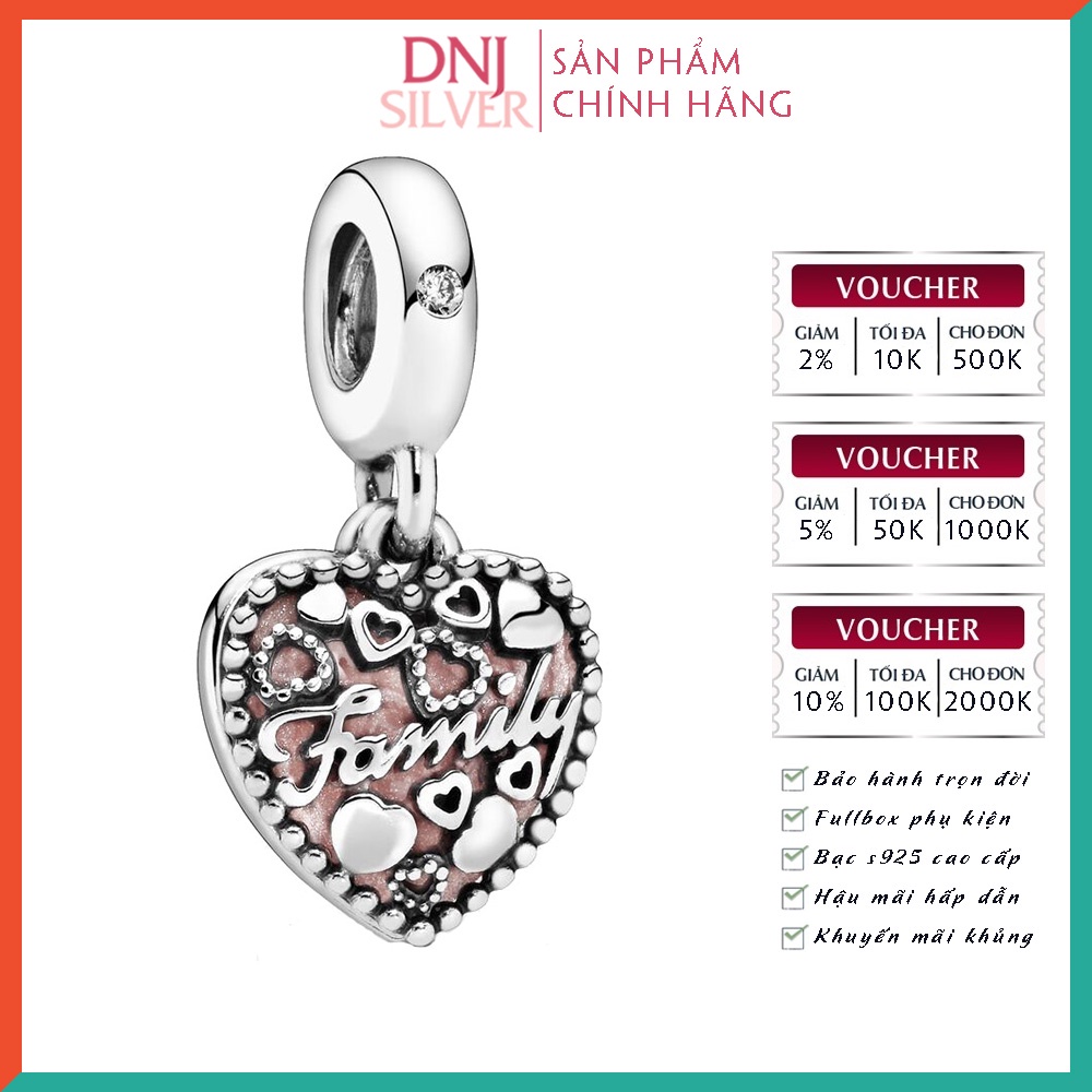 Charm bạc 925 cao cấp, hàng chuẩn bạc - Charm Love Makes A Family Heart thích hợp để mix vòng tay charm - DN303