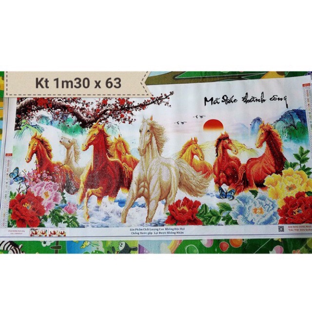 Tranh thành phẩm mã đáo thành công khổ 130x60cm