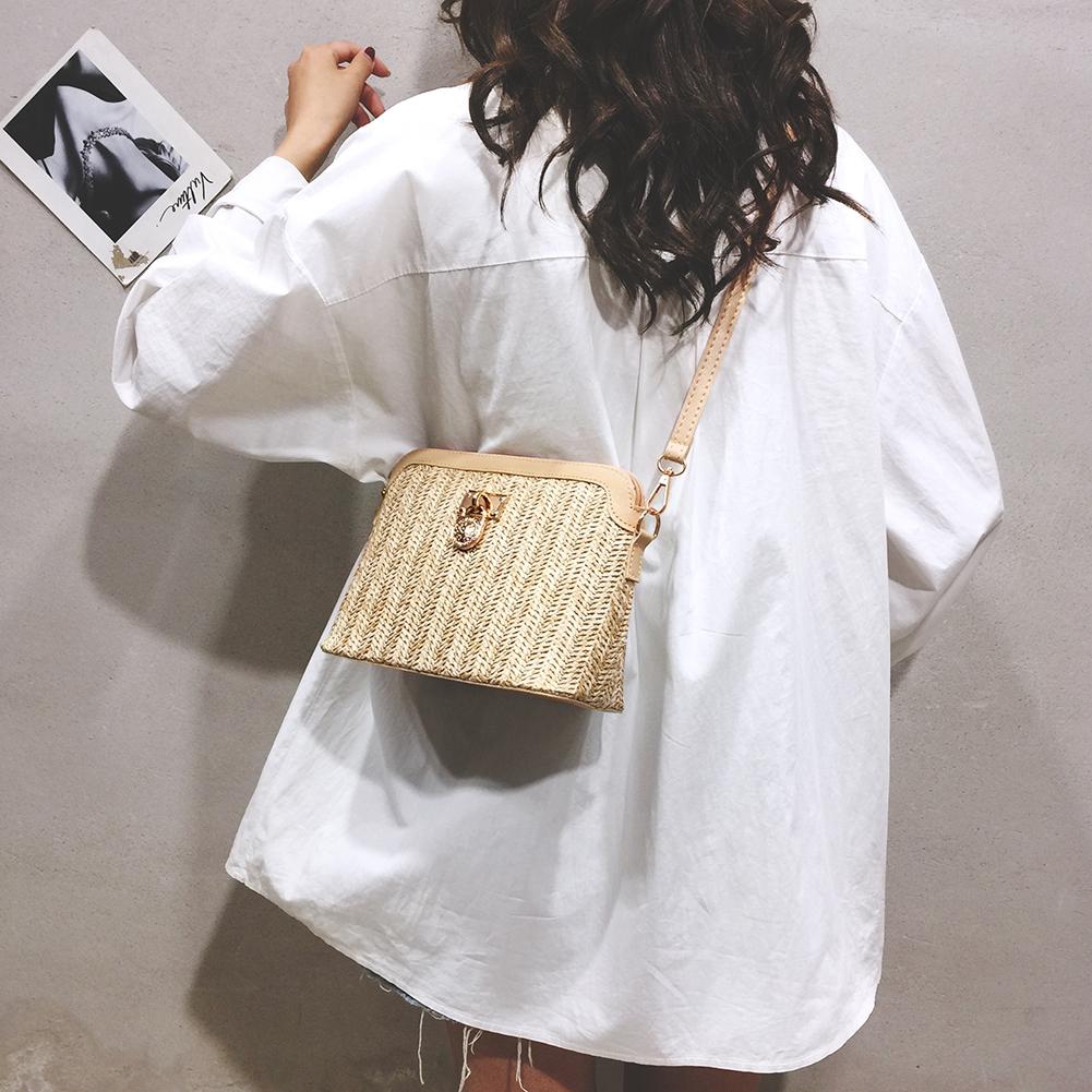 Túi Cói Đeo Vai Bằng Da PU Phong Cách Boho Thời Trang Cho Nữ