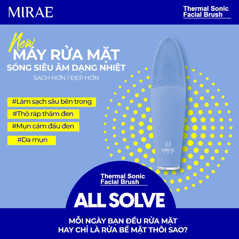 Máy Rửa Mặt MIRAE Chính Hãng Bảo Hành 1 Năm MIRAE THERMAL SONIC FACIAL BRUSH Làm sạch sâu, nhiều chế độ rung