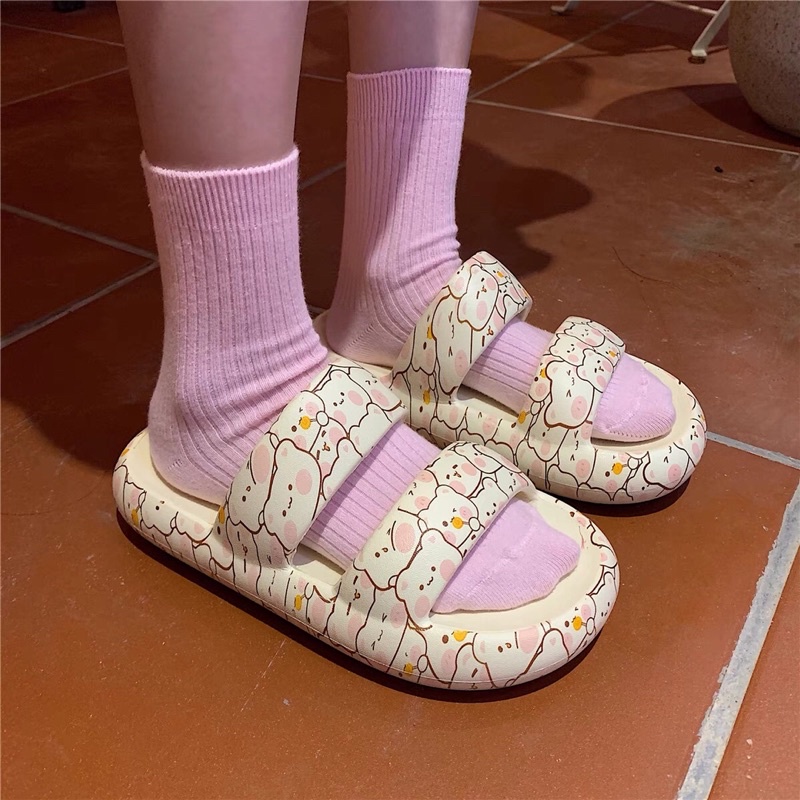 Dép Xốp Hoạ Tiết Gấu Dễ Thương Kiểu Dáng Sandal Chất Nhẹ Dẻo Mang Êm Chân FREESHIP50K beechanstore