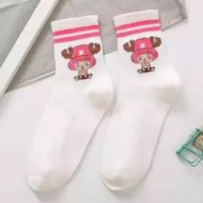Tất trắng cổ cao in hình hoạt hình One Piece Tất trắng cổ cao chất cotton