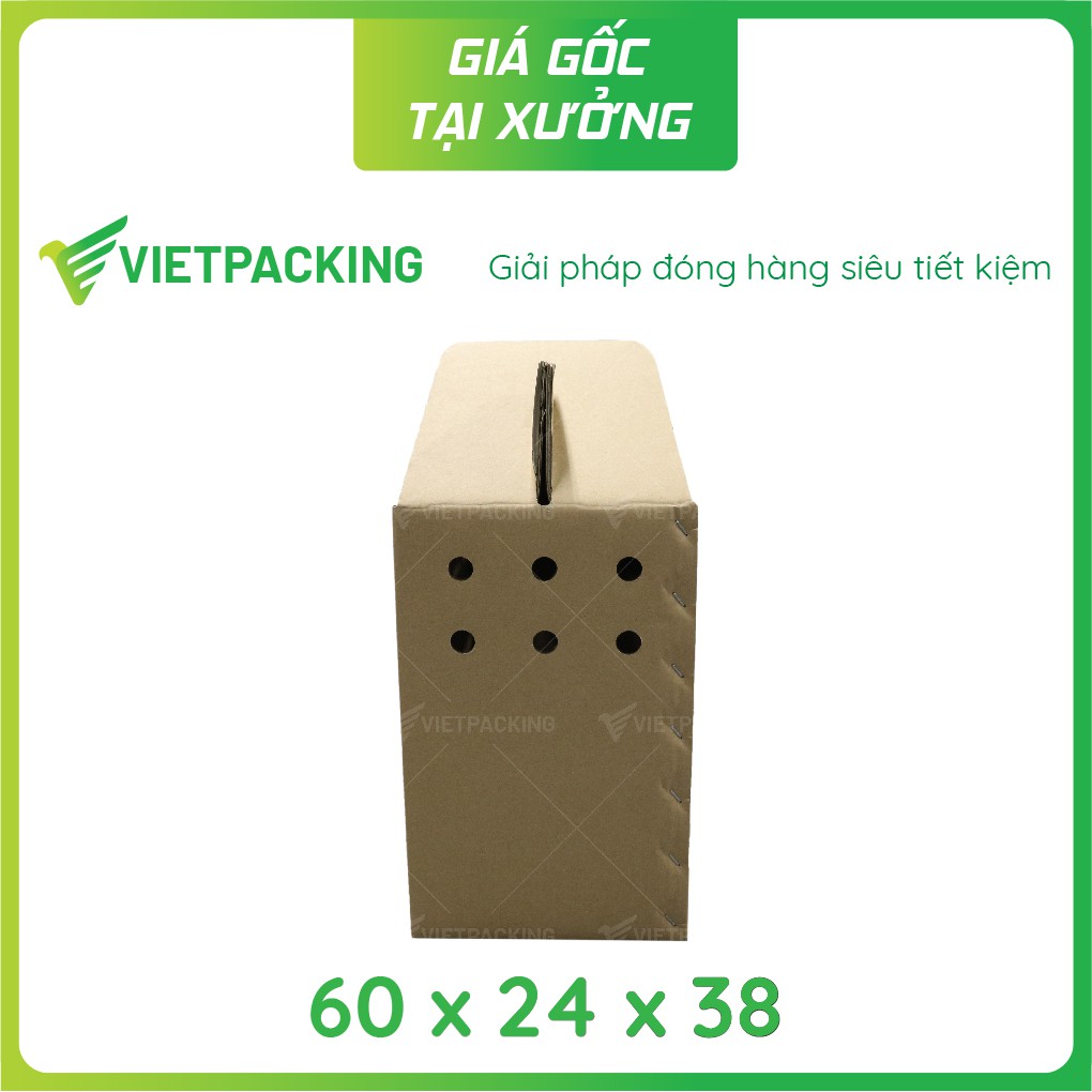 60x24x38 - 5 thùng carton có quai đựng gà có lỗ thông thoáng V215