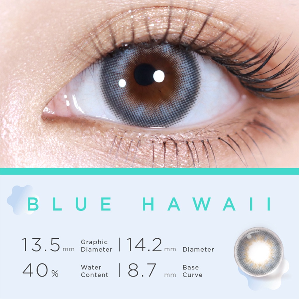 Kính áp tròng Moody BLUE HAWAII bộ sưu tập Bubble Tea 14.2mm có màu sử dụng nửa năm