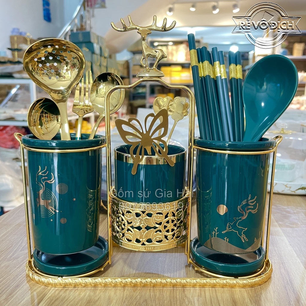 Thìa cơm, muôi canh gốm sứ Bộ Bát đĩa Decor siêu đáng yêu cao cấp Muôi sứ cực xinh yêu