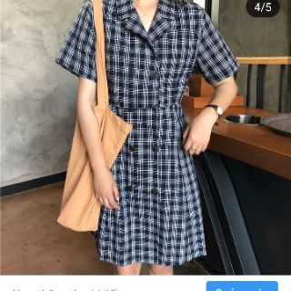 Đầm sơ mi caro ngắn