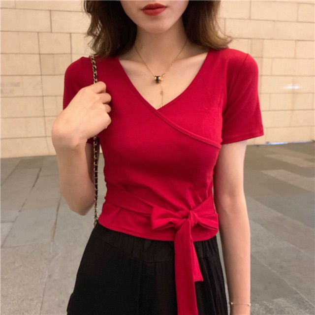 Áo chéo ngực dây nơ