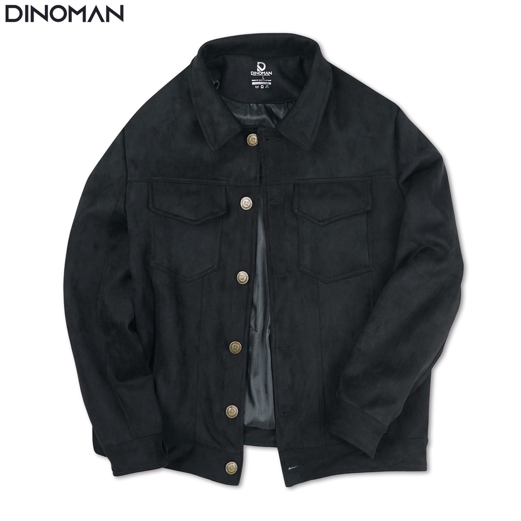 Áo Khoác Da Lộn DINOMAN Cao Cấp Cúc Đồng Cổ Bẻ Trẻ Trung Lịch Lãm