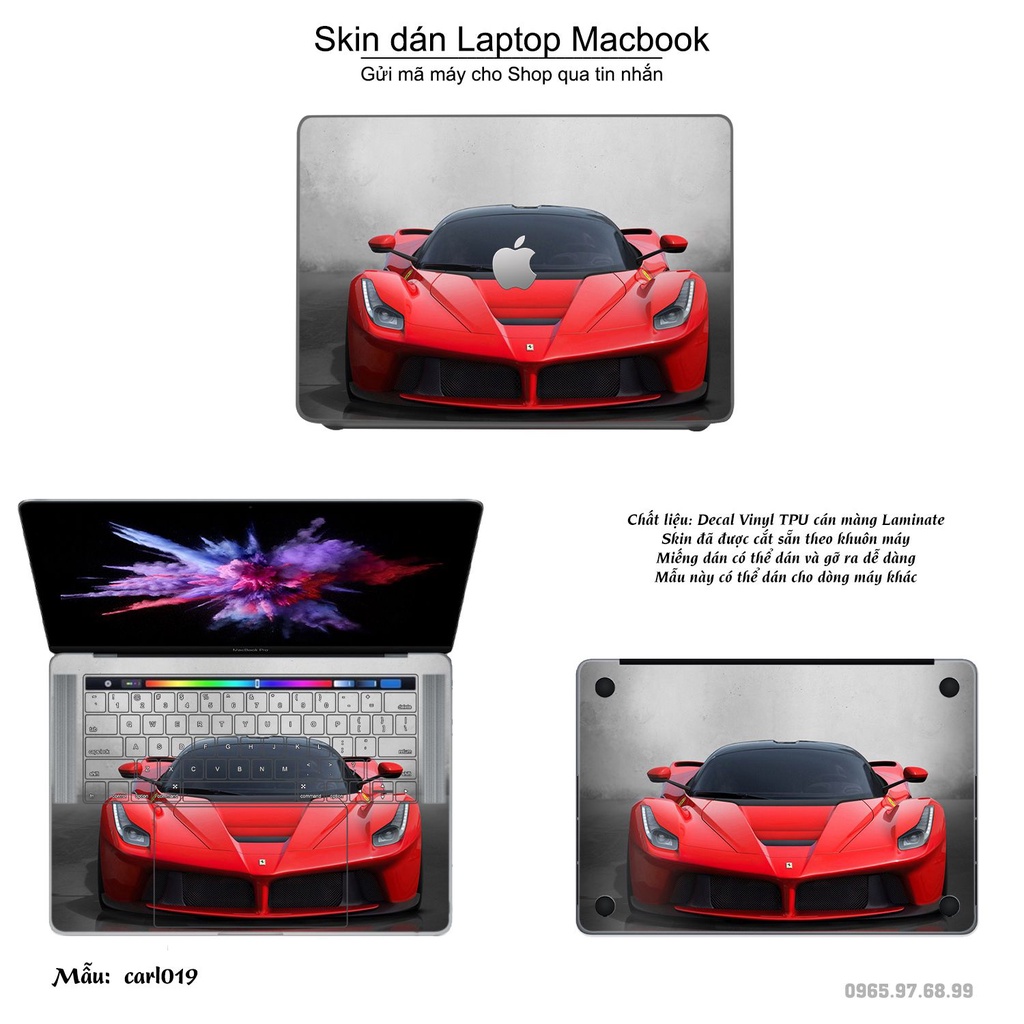 Skin dán Macbook mẫu xe hơi (đã cắt sẵn, inbox mã máy cho shop)