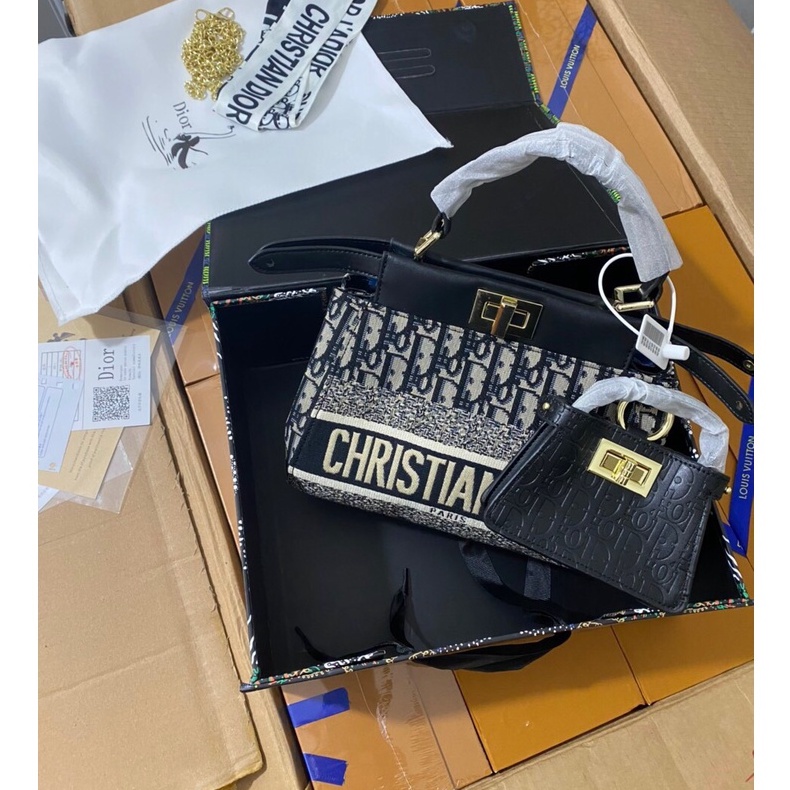 Túi Xách Nữ Đeo Chéo lv,CD Size 23 cm Tặng Kèm Túi MiNi Hàng Cao Cấp FullBocx Nam Châm Sịn Sò