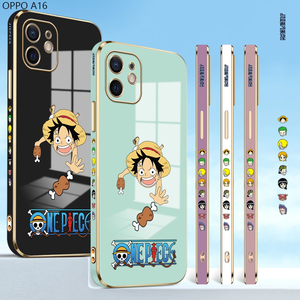 OPPO A16 A16K A16E A54 A73 A93 A94 A95 A76 A36 A83 2020 4G For Phone Case Soft Casing Silicone Cartoon Anime Straw Hat Kid Electroplating Full Cover Shockproof TPU Cases