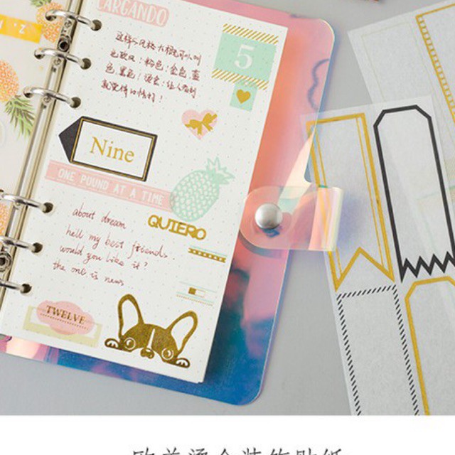 Set 4 tờ sticker khung viền giấy mờ JM10 trang trí bullet journal