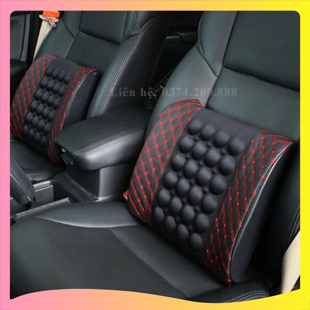 Gối Tựa Lưng⚡FREESHIP⚡ Gối Tựa Lưng Massage Xe Hơi Nguồn 12V [Goi Tua Lung]