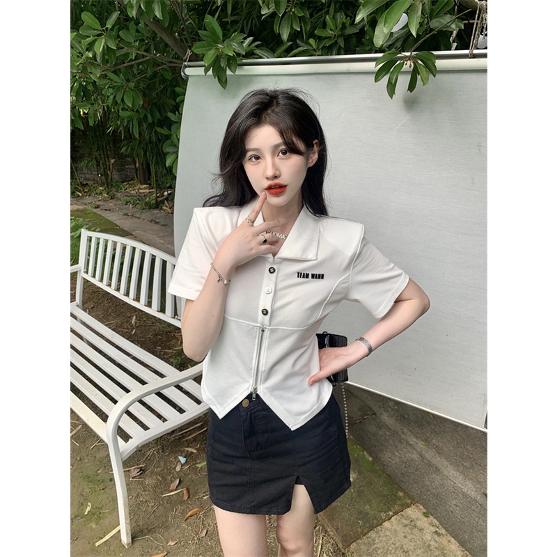 Áo Thun Tay Ngắn Cổ POLO Phong Cách Hàn Quốc Thời Trang Cho Nữ