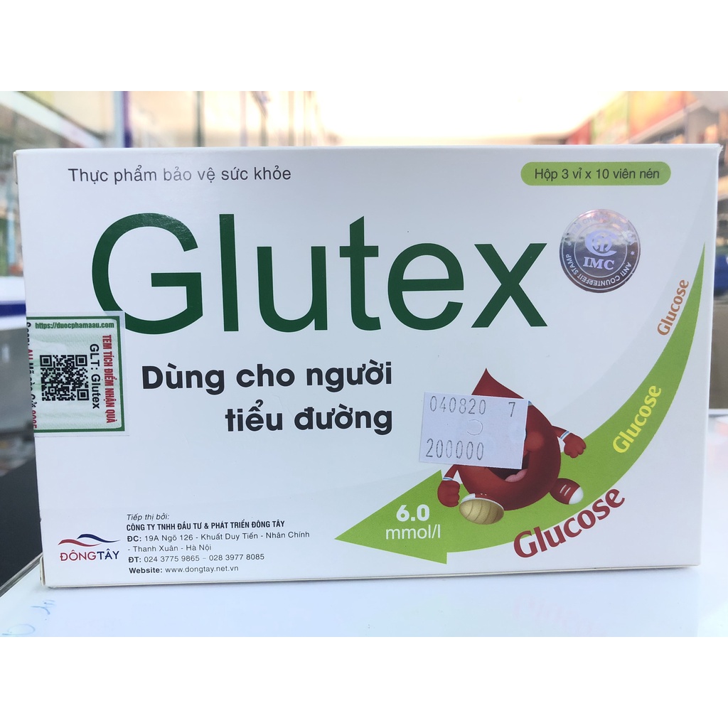 [Chính Hãng ,Tích điểm nhận quà ] Glutex hộp 30 viên, giúp hỗ trợ hạ đường huyết và giảm biến chứng bệnh tiểu đường