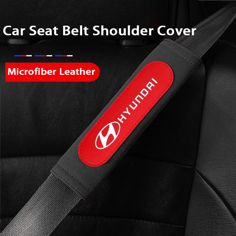 Set 2 Đệm Da Lộn Bọc Dây Đai An Toàn Xe Hơi Hyundai i10 Kona Getz Accent Elantra Sonata Tucson I30 Santafe Creta ix35 I20 I40 H1 Matrix