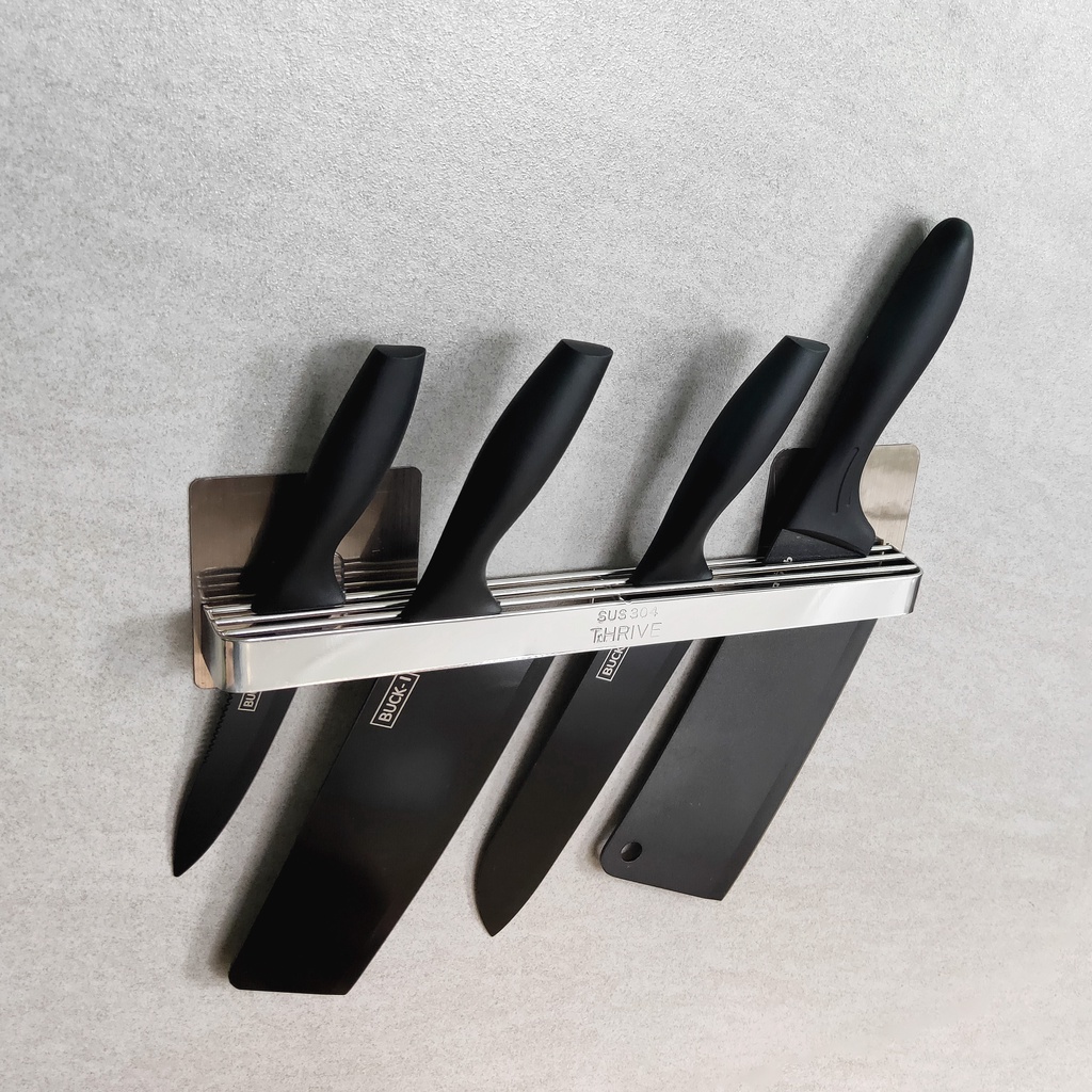 Kệ để dao nhà bếp, Giá cài dao dán tường inox 304, giá cắm dao đa năng tiện dụng - Elliver