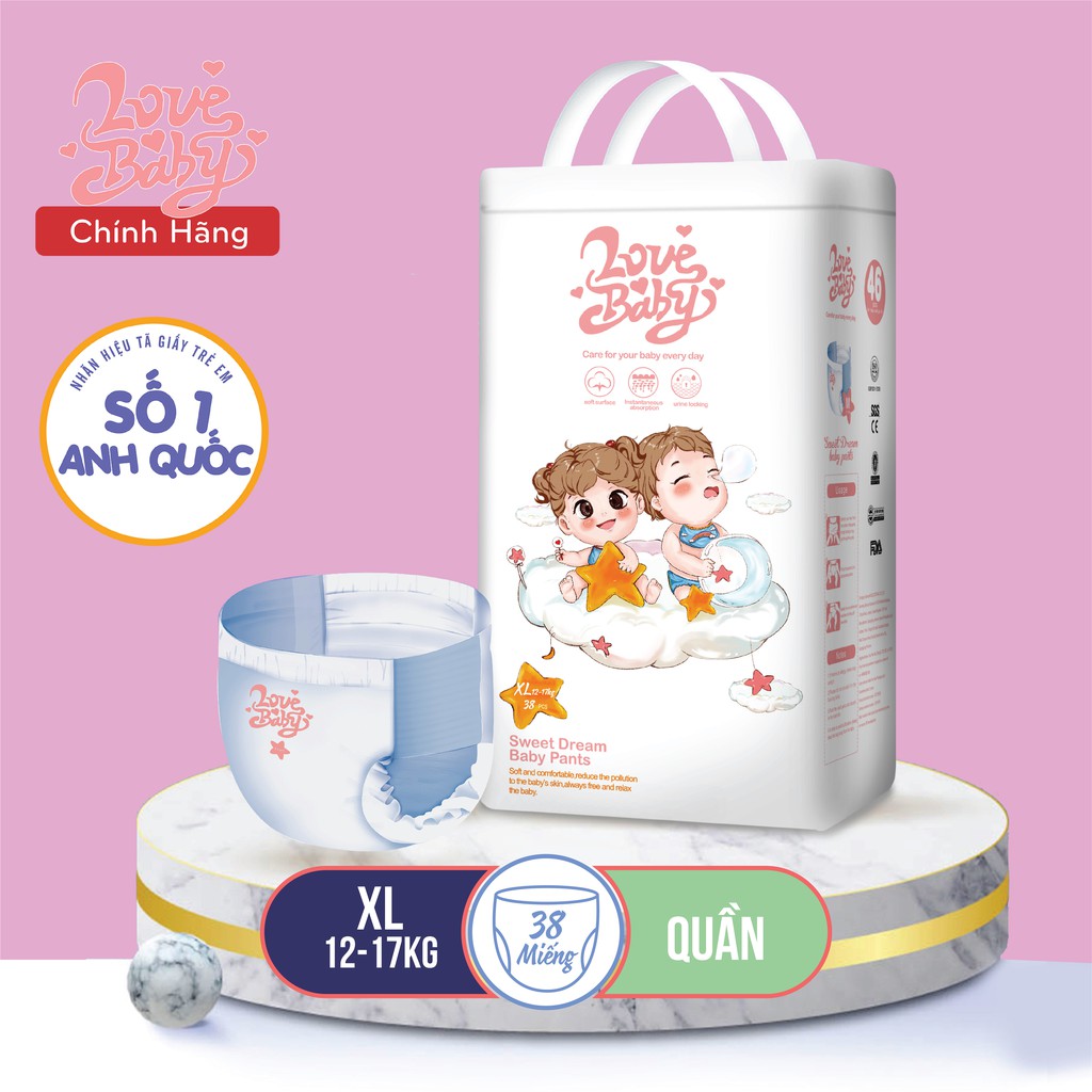 Tã/Bỉm Quần Love Baby Mới Gói Lớn M46/L42/XL38/XXL34