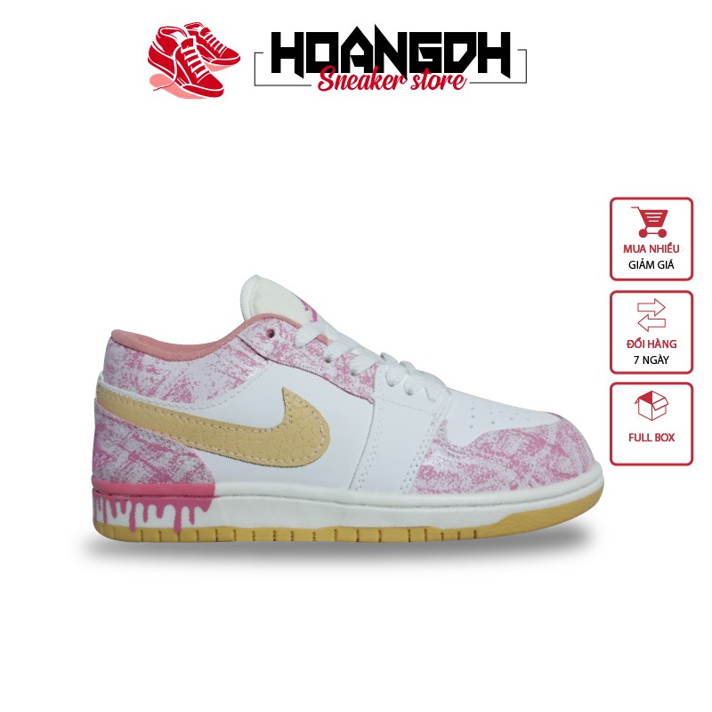 Giày Thể Thao Sneaker Nữ Cổ Thấp HOANGDH Jordan Thấp Cổ Màu Hồng Chảy Đế Sơn Cao Cấp , Chất Đẹp